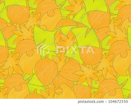 [Early Autumn] Leaf carpet crayon illustration background [Beginning of autumn leaves] 104672550