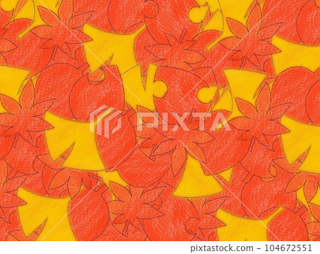 [Autumn] Leaf carpet crayon illustration background [Autumn leaves] 104672551