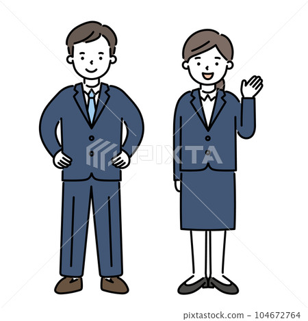 Illustration material of women and men in suits 104672764