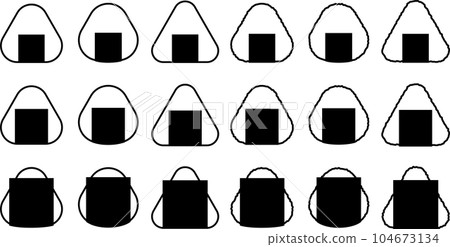 Vector illustration set of monochrome rice balls Vector illustration set of monochrome rice balls 104673134