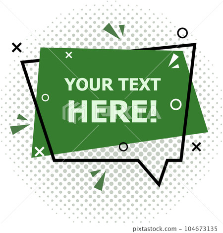 Green speech bubble banner design on white background Green speech bubble banner design on white background 104673135