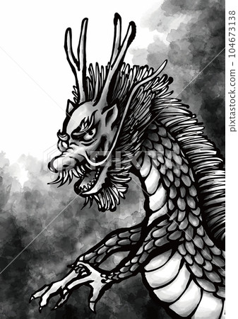 一條手繪龍,墨淡墨畫,笑此 一條手繪龍,墨淡墨畫,笑此 104673138