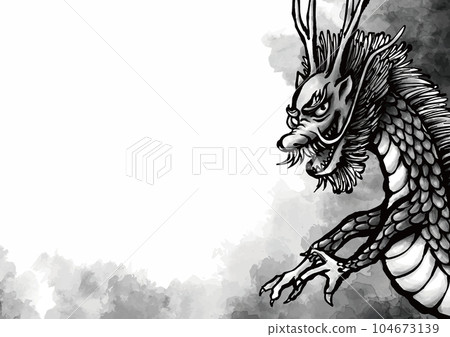 手繪龍卡墨淡墨笑你-右橫式 104673139