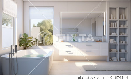 Modern stylish bright bathroom interior 104674144