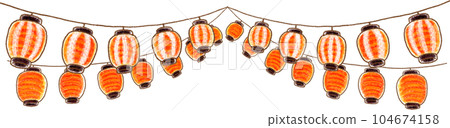 Lantern Garland_Double Opening_Red and White Striped Lantern Lantern Garland_Double Opening_Red and White Striped Lantern 104674158
