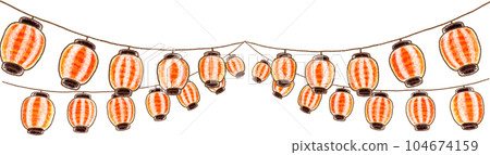 Lantern Garland_Double Opening_Red and White Striped Lantern 104674159