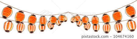 Lantern Garland_Double Opening_Red and White Striped Lantern Lantern Garland_Double Opening_Red and White Striped Lantern 104674160