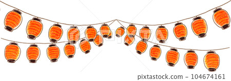 Lantern Garland_Double Opening_Red and White Striped Lantern Lantern Garland_Double Opening_Red and White Striped Lantern 104674161