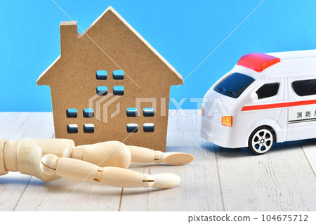 fallen doll and house 104675712