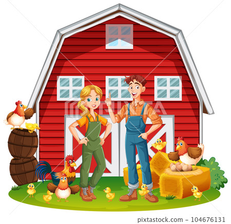 Cute young couple farmer at the farm Cute young couple farmer at the farm 104676131