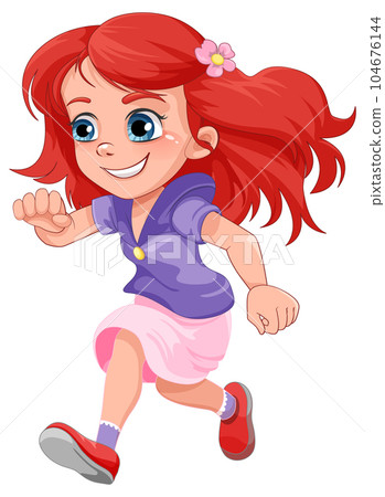 Cute Girl Running Cartoon Character 104676144