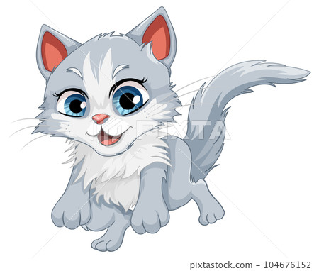Cute Cat in Jumping Pose Vector Cute Cat in Jumping Pose Vector 104676152