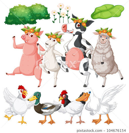 Set of mix animal farm character 104676154