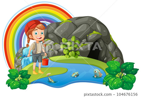 Fisherman fishing in nature 104676156