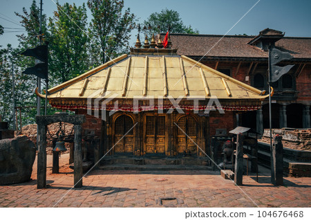 A landscape around Changu Narayan, a historic Hindu temple, is situated atop a tall hill in the Changunarayan Municipality of Bhaktapur, Kathmandu Valley, Nepal. 104676468