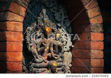 A landscape around Changu Narayan, a historic Hindu temple, is situated atop a tall hill in the Changunarayan Municipality of Bhaktapur, Kathmandu Valley, Nepal. 104676469