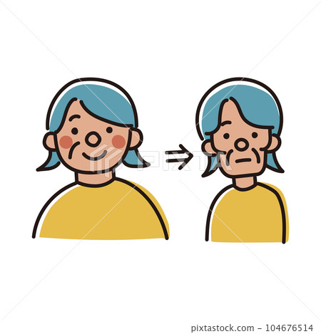 Illustration of an elderly woman who has lost weight Illustration of an elderly woman who has lost weight 104676514
