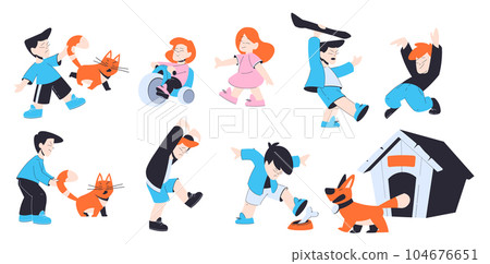 Naughty and Mischievous Little Children Vector Set Naughty and Mischievous Little Children Vector Set 104676651