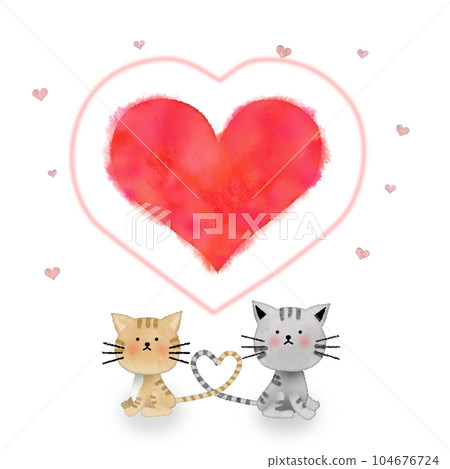 心形貓插畫 心形貓插畫 104676724