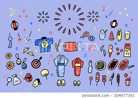 Cute handwritten style summer festival set 01 104677161