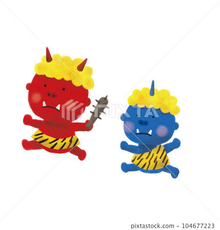 Illustration of red demon and blue demon 104677223