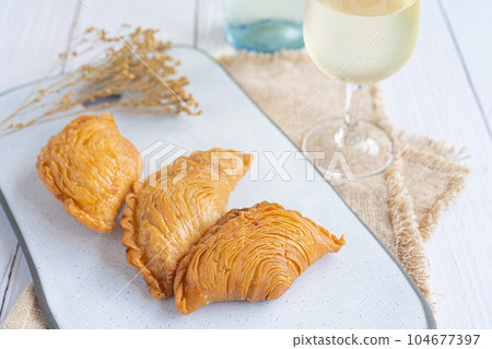 pasty from Portugal with wine pasty from Portugal with wine 104677397