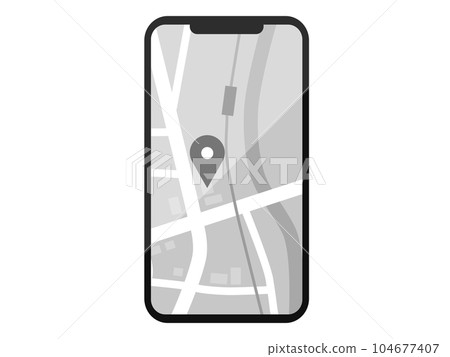 Smartphone screen showing a map Smartphone screen showing a map 104677407