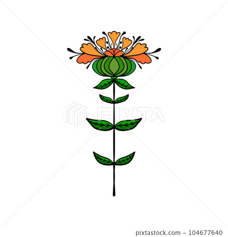 Symmetrical flower in ethnic style. Summer, spting decorative element for cards, poster, scrapbook, textile design. 104677640