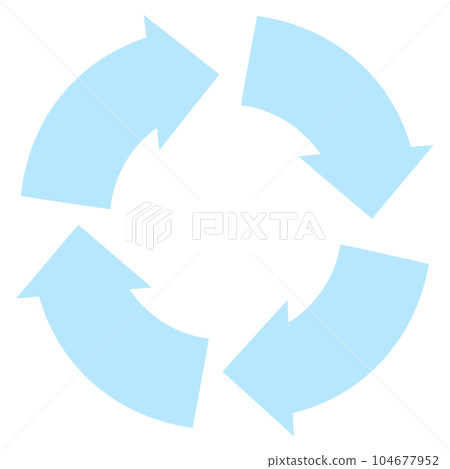 A simple illustration of a recycling mark of a circulating circular arrow A simple illustration of a recycling mark of a circulating circular arrow 104677952