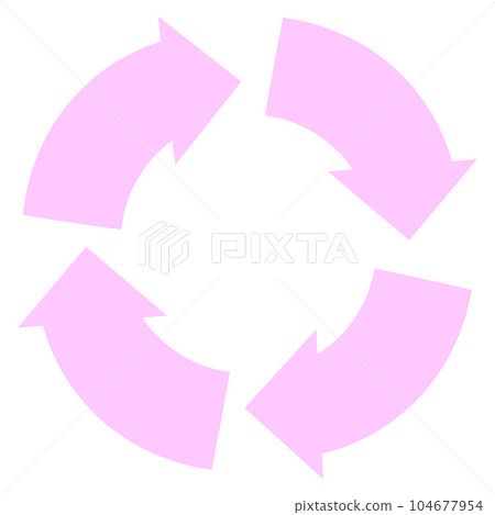 A simple illustration of a recycling mark of a circulating circular arrow A simple illustration of a recycling mark of a circulating circular arrow 104677954