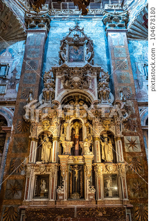 Interior of the cathedral of Santiago de Compostela, Galicia in Spain. 104678180