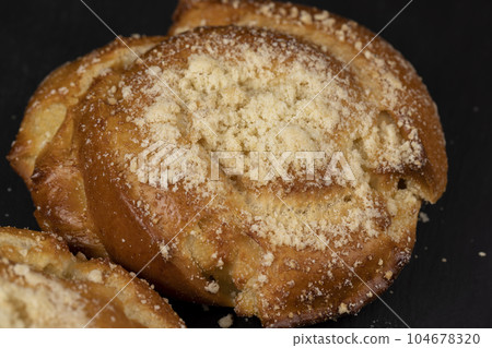 soft fresh bun with coconut filling 104678320