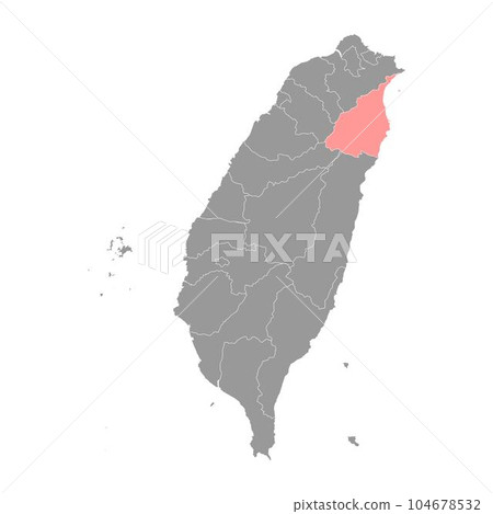 Yilan county map, county of the Republic of China, Taiwan. Vector illustration. 104678532