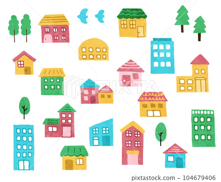 Simple and cute house icon illustration set Simple and cute house icon illustration set 104679406