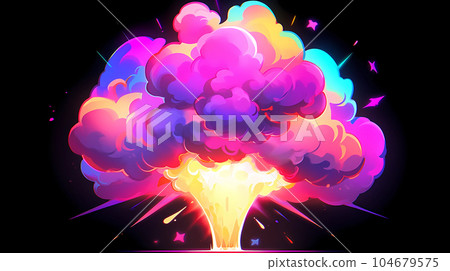 hand drawn cartoon nuclear explosion mushroom cloud illustration 104679575