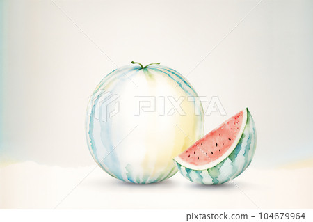 西瓜簡單插畫4淡水彩觸感 104679964