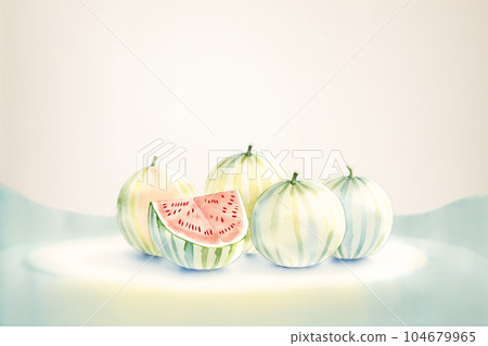 西瓜3淡水彩觸感簡單圖解 104679965