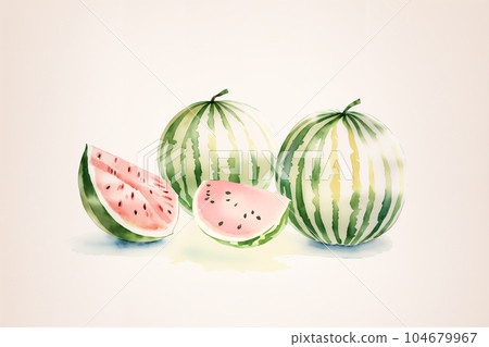 西瓜簡單插畫1水彩觸感 104679967