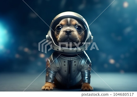Puppy astronaut in a space suit. Little dog with black eyes, a lovely, sweet animal, small nose. Colorful. Photo realistic, concept art, cinematic light 104680517