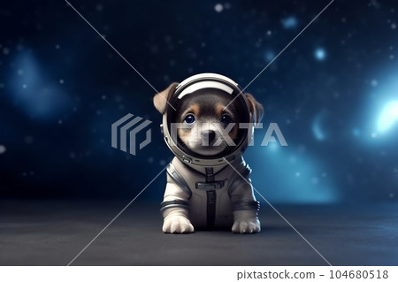 Puppy astronaut in a space suit. Little dog with black eyes, a lovely, sweet animal, small nose. Colorful. Photo realistic, concept art, cinematic light 104680518