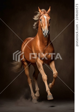 Running horse with a streamed mane Running horse with a streamed mane 104680573