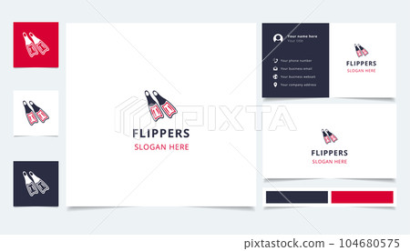 Flippers logo design with editable slogan. Branding book and business card template. Flippers logo design with editable slogan. Branding book and business card template. 104680575