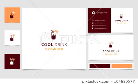 Cool drink logo design with editable slogan. Branding book and business card template. Cool drink logo design with editable slogan. Branding book and business card template. 104680577