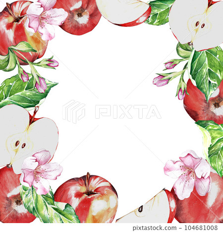 watercolor set. a red, juicy, ripe apple. for the design of postcards, packages watercolor set. a red, juicy, ripe apple. for the design of postcards, packages 104681008