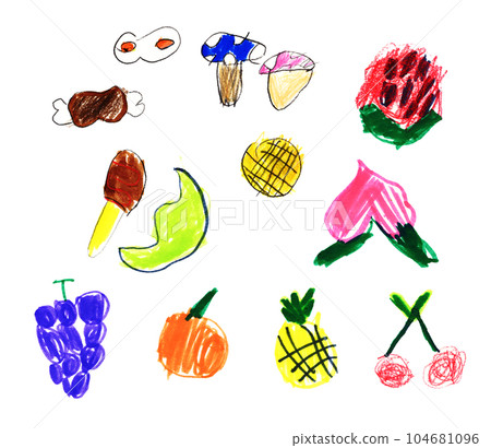 兒童畫水果水果食品蘑菇煎雞蛋 104681096