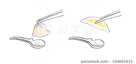 手繪中國美食，蒸餃小籠包 104681615