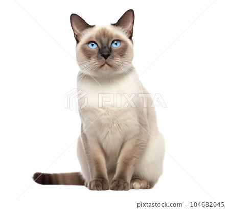 Siamese cat with bright blue eyes on a transparent background. 104682045