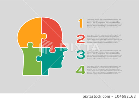 Diagram infographic for 4 steps, head puzzle 104682168