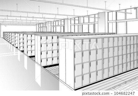 Manga-style pen drawing illustration school_entrance Manga-style pen drawing illustration school_entrance 104682247