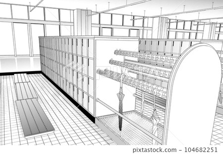 漫畫風格的鋼筆劃插圖 school_entrance 漫畫風格的鋼筆劃插圖 school_entrance 104682251